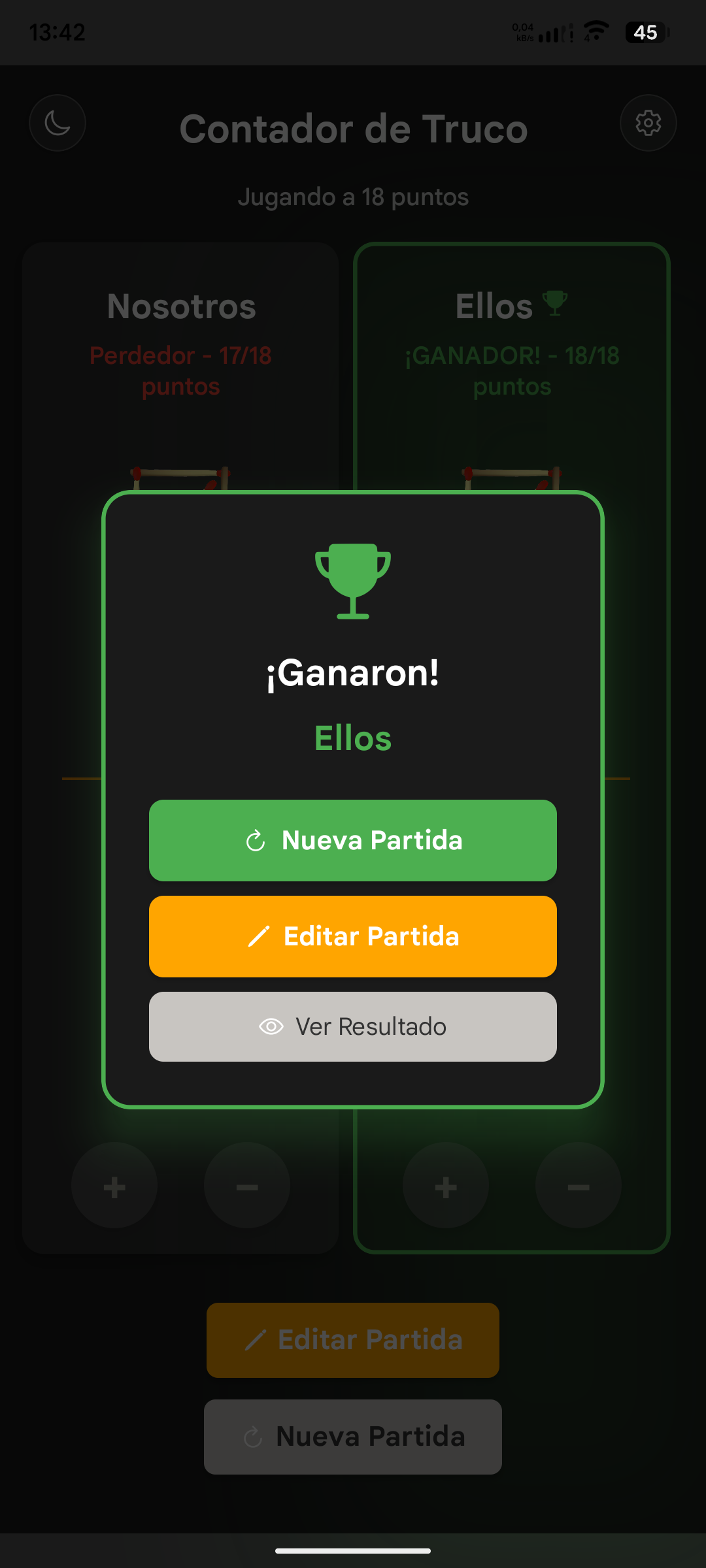 Tema oscuro del anotador de truco